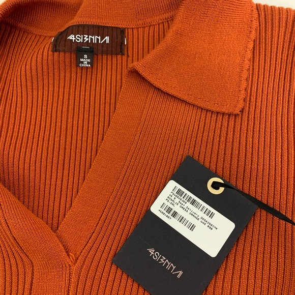 4si3nna rust orange Rosalie Rib knit dress NWT - Picture 4 of 7